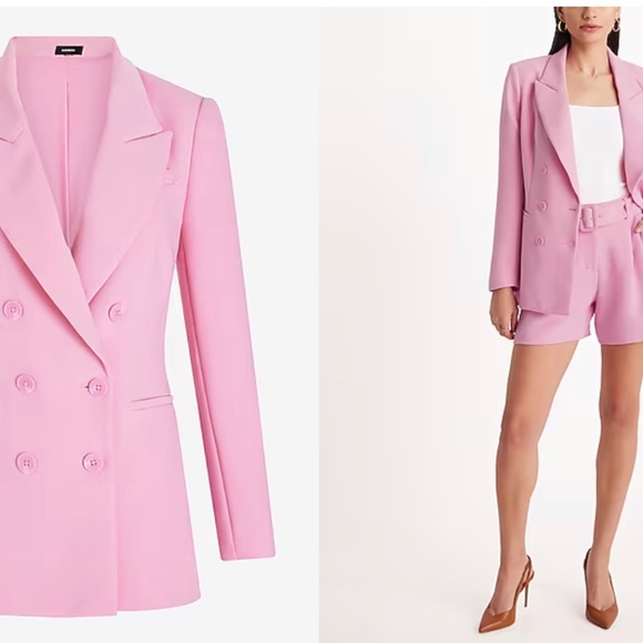 Express Pink Blazer and Shorts Set - Picture 2 of 4